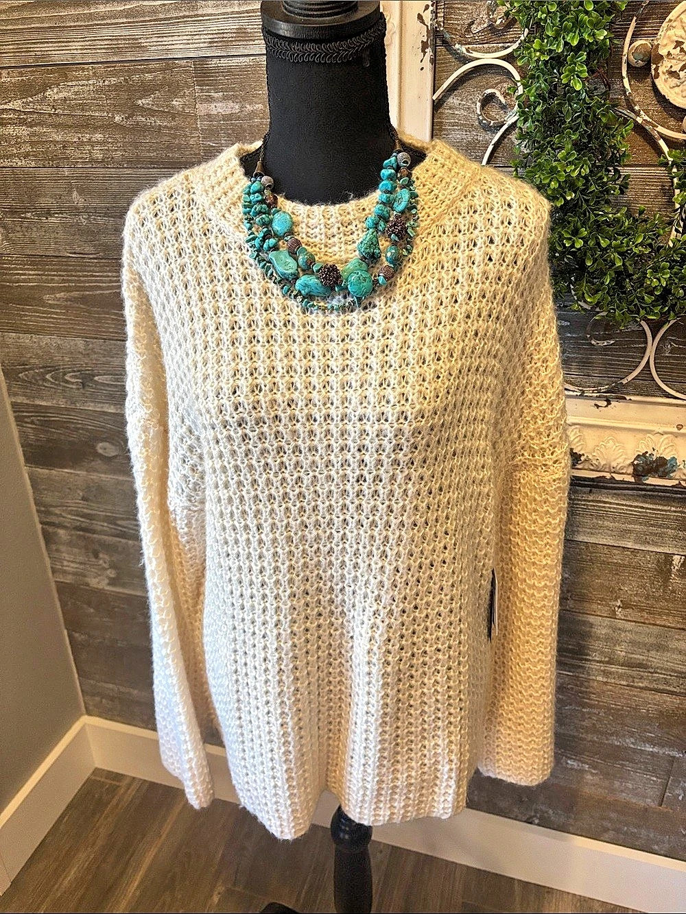 NWT O'Neill (Size Large) Women’s Consuelo Open Stitch Cream Sweater